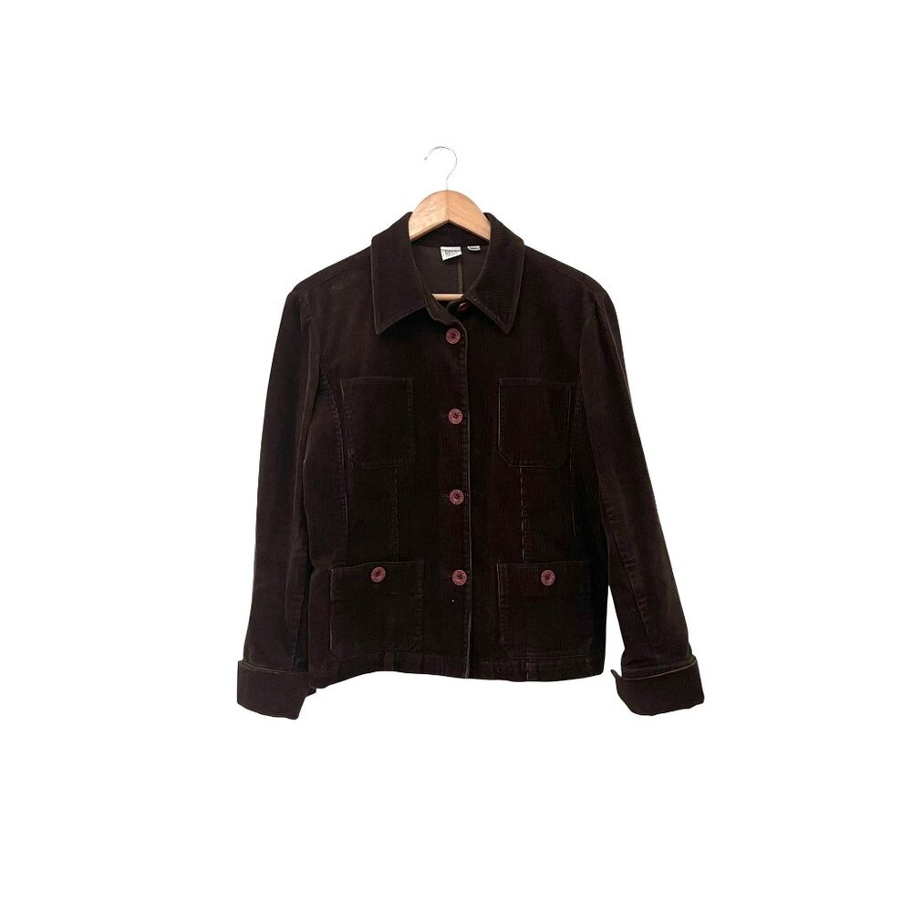 Vintage Y2K Womens  DKNY City Brown Minimalist Textured Corduroy Jacket  Size S